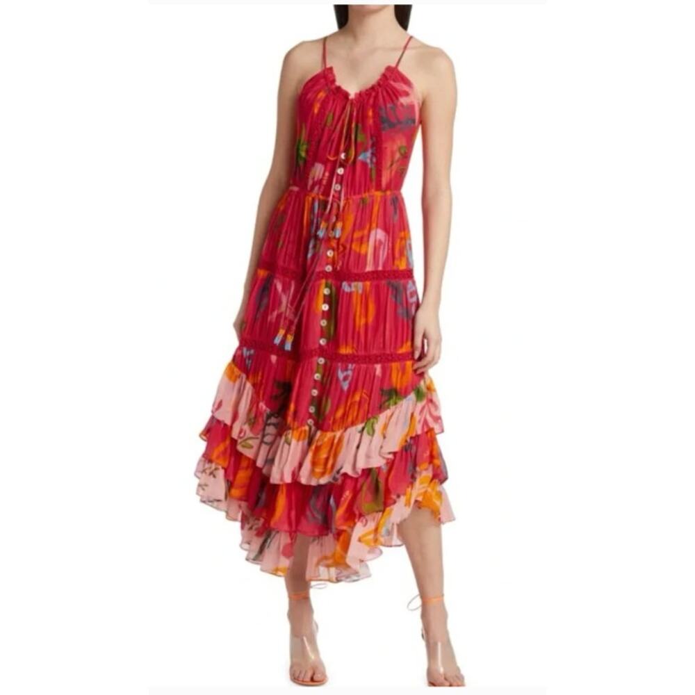 Farm Rio NEW Mixed Fruits Ocean Maxi Dress, S/M